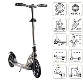 SIX DEGREES Aluminium Scooter 205 mm grau