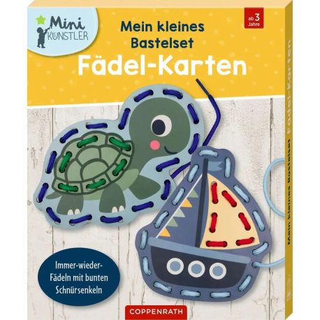 Mein kleines Bastelset: Fädel-Karten - Schildkröte / Boot