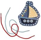 Mein kleines Bastelset: Fädel-Karten - Schildkröte / Boot