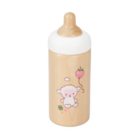 Puppen-Flasche aus Holz mit Schäfchen