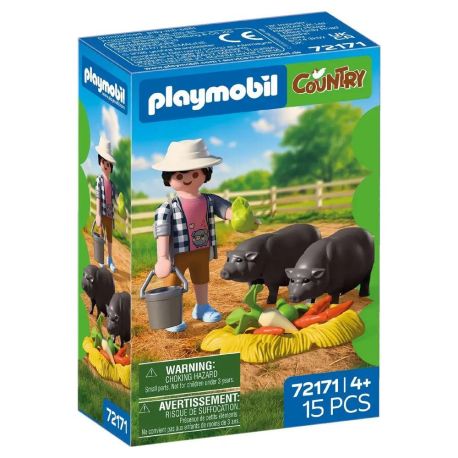 Landwirt mit Hängebauchschwein