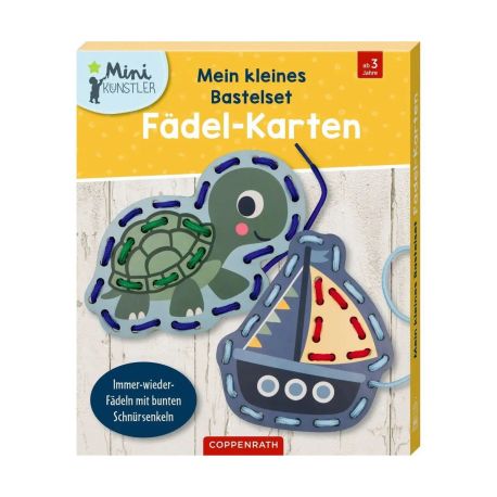 Mein kleines Bastelset: Fädel-Karten - Schildkröte / Boot
