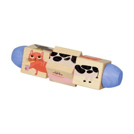 Holz-Dreh-Puzzle - Hund, Katze, Schwein, Kuh