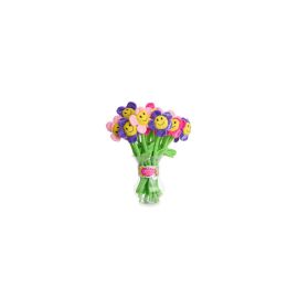 GF-6 Stoffblume Flower for you, 3-fach sortiert Diese farbenfrohe Plüschblume mit lachendem Gesicht bringt sofort