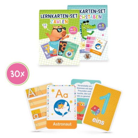 CLASS-6 Lernkarten-Sets 30-teilig, 2-fach sortiert Zahlen und Buchstaben lernen leicht gemacht! Das
