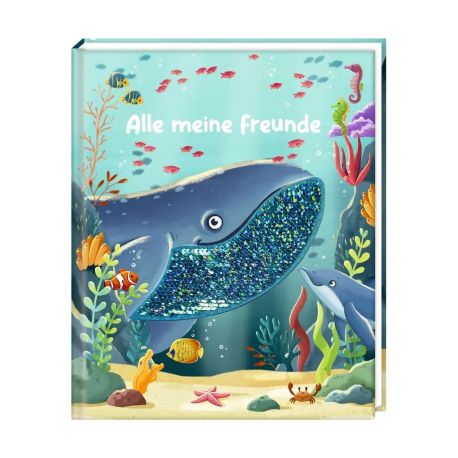 Freundebuch – Alle meine Freunde - Meereswelt – mit Wendepailletten-Patch
