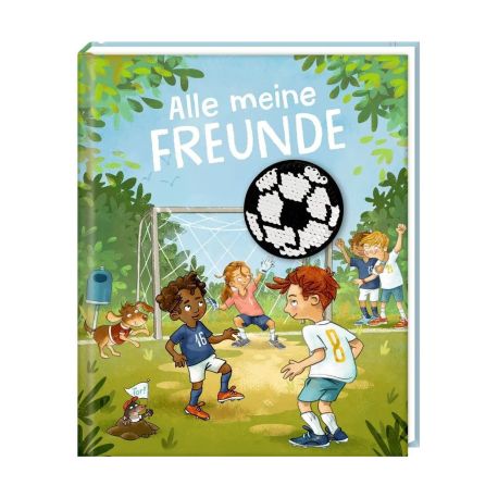 Freundebuch – Alle meine Freunde - Auf dem Fußballplatz – mit Wendepailletten-Patch
