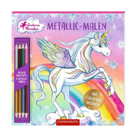 Metallic-Malen - Bicolor-Buntstifte: 8 Metallic-Farben (Einhorn-Paradies)