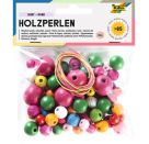 Holzperlen, rund, 84 Stück