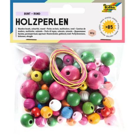Holzperlen, rund, 84 Stück