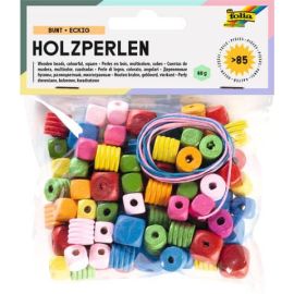 Holzperlen, eckig, 88 Stück