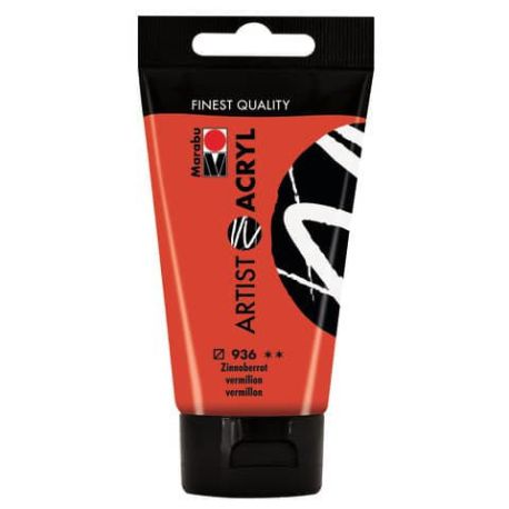 Marabu Artist Acryl, Zinnoberrot 936, 75 ml