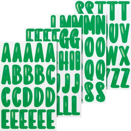 Sticker „Alphabet | 100×190 mm, grün grün metallic, 4 BlattStickers Alphabet | 100×190 mm, green green metallic, 4 sh