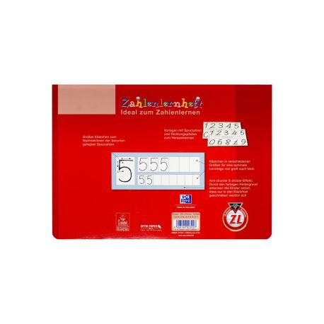 Oxford Lernsystem Zahlenlernheft A4 quer, Lineatur ZL, 16 Blatt, Optik Paper+®, Geheftet, 2-fach gelocht, (Rot)