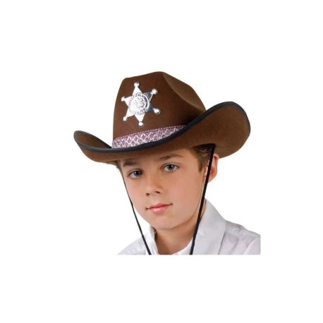 Cowboyhut, braun, mit Stern  ca. 52