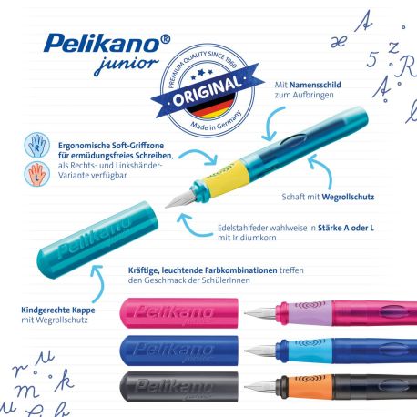 Pelikan Pelikano® Junior Schreiblernfüller für Rechtshänder, Anthrazit, Feder A, Faltschachtel