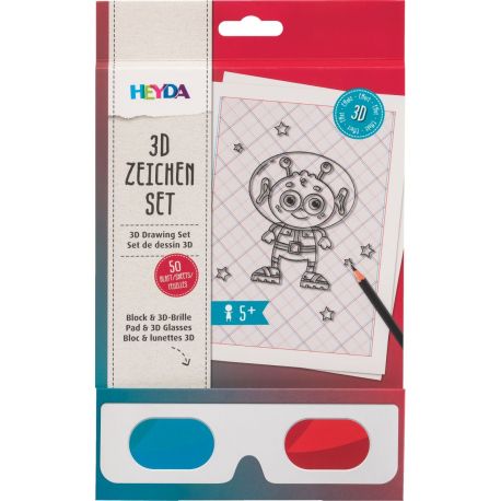 3D Zeichenblock m.Brille