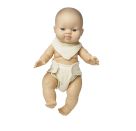 Puppen-Babyset mit Stoffwindel und Lätzchen aus 100 % Bio-Baumwolle, ecru, 2-teilig, Gr. 28-35 cm