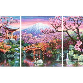 Malen nach Zahlen - Kirschblüte in Japan Triptychon