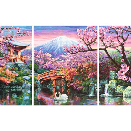 Malen nach Zahlen - Kirschblüte in Japan Triptychon