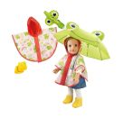 Puppen-Regen-Set Froschi Carlo mit Regenschirm, Regencape und Stiefelchen, Gr. 28-35 cm