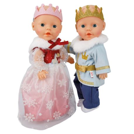 Puppenkleid Winterprinzessin Lumi mit Krone und Plüsch-Cape, Gr. 35-45 cm