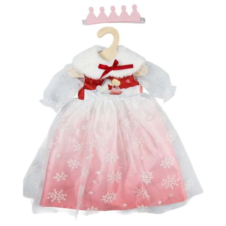 Puppenkleid Winterprinzessin Lumi mit Krone und Plüsch-Cape, Gr. 28-35 cm