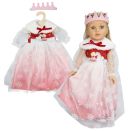 Puppenkleid Winterprinzessin Lumi mit Krone und Plüsch-Cape, Gr. 28-35 cm