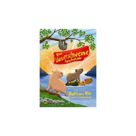 Drei Wasserschweine tauchen a