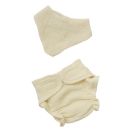 Puppen-Babyset mit Stoffwindel und Lätzchen aus 100 % Bio-Baumwolle, ecru, 2-teilig, Gr. 35-45 cm