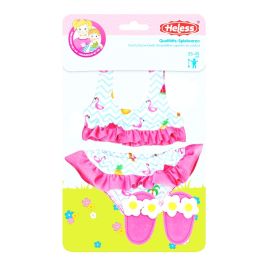 Puppen-Bikini Flamingo Ella mit Badeschläppchen, Gr. 35-45 cm