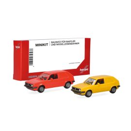 herpa - MiniKit VW Golf II 2-türig Kasten, leuchtrot und gelb (2 Stück)