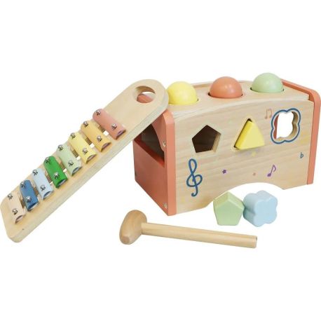 Spielmaus Holz Musik- und Kugelklopfbank 3 in 1