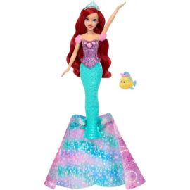 Disney Princess Arielle, von Mensch zu Meerjungfrau verwandelbare Modepuppe mit Fabius und 2 Zubehörteilen