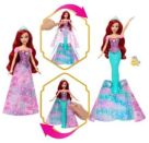 Disney Princess Arielle, von Mensch zu Meerjungfrau verwandelbare Modepuppe mit Fabius und 2 Zubehörteilen
