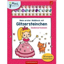Mein erster Malblock mit Glitzersteinchen – Zauberprinzessin - 200 extragroße Diamant-Sticker