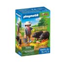 Landwirt mit Hängebauchschwein