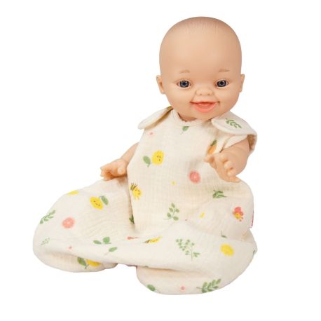 Musselin Puppen-Schlafsack Freche Früchtchen, 100 % Bio-Baumwolle, Gr. 28-35 cm