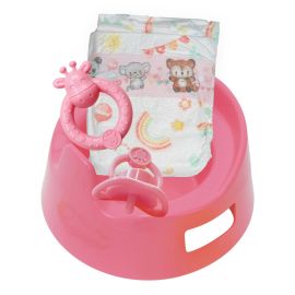 Puppen-Töpfchenset mit Zubehör   15 cm, rosa (Rassel, Schnuller, große Windel)