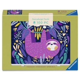 Minipuzzle 100 Teile - Lächelndes lila Faultier