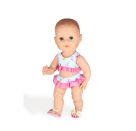 Puppen-Bikini Flamingo Ella mit Badeschläppchen, Gr. 35-45 cm