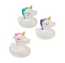 RP Badeente Glitzer-Einhorn, 3-fach sortiert Dieses transparente Bade-Einhorn in schimmernder Glitzer-Optik und mit go