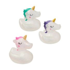 RP Badeente Glitzer-Einhorn, 3-fach sortiert Dieses transparente Bade-Einhorn in schimmernder Glitzer-Optik und mit go