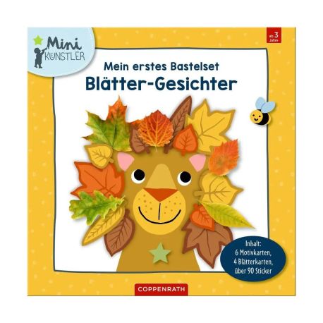 Mein erstes Bastelset - Blätter-Gesichter - Inhalt: 6 Motivkarten, 4 Blätterkarten, über 90 Sticker