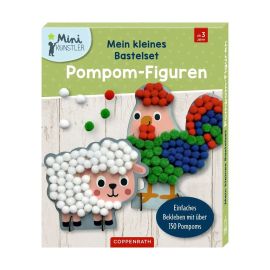 Mein kleines Bastelset: Pompom-Figuren - Schaf / Hahn