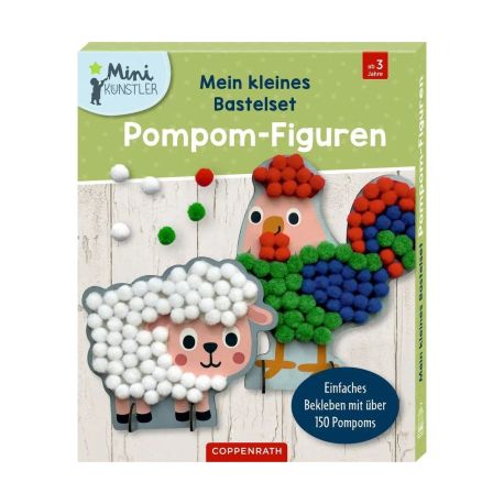 Mein kleines Bastelset: Pompom-Figuren - Schaf / Hahn