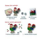 Mein kleines Bastelset: Pompom-Figuren - Schaf / Hahn