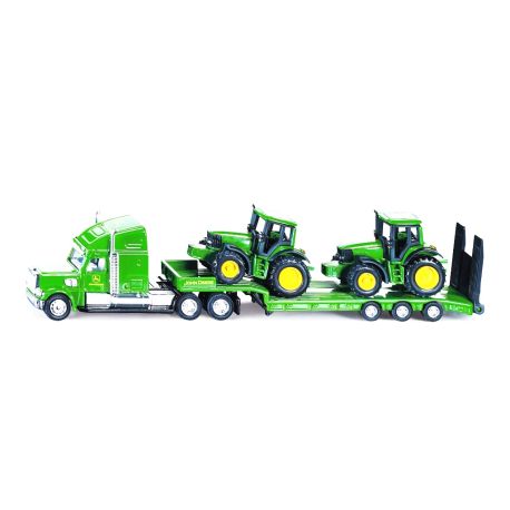 SIKU 1837 Tieflader mit John Deere Traktoren