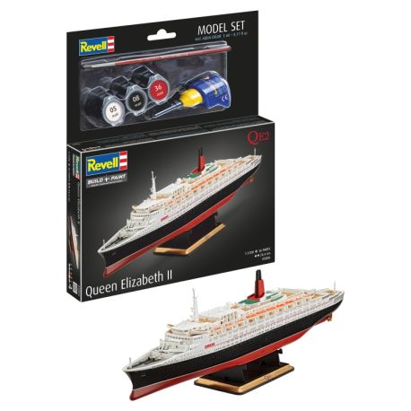 Model Set Queen Elizabeth 2, Revell Modellbausatz mit Basiszubehör
