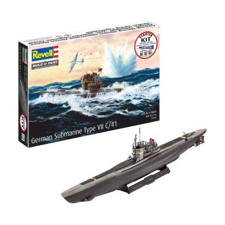 Starter Kit German Submarine Type VII C/41, Revell Modellbausatz mit Basiszubehör
